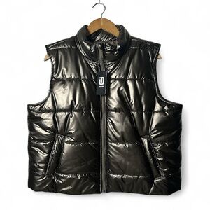 ID Ideology Metallic Pewter Grey Puffer Vest Size Large